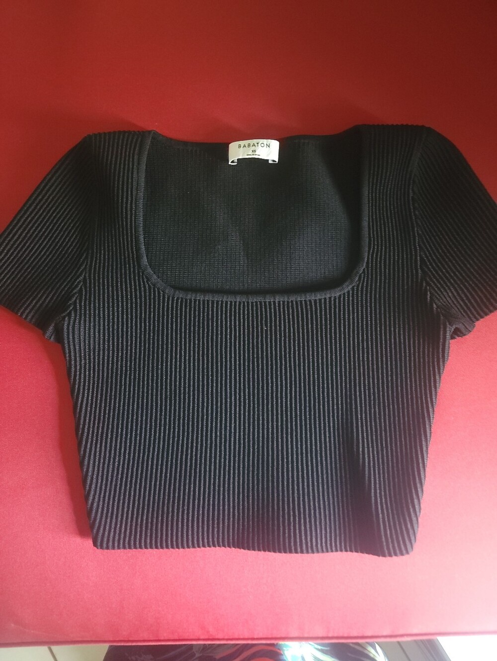 Babaton Aritzia Black Sculpt Rib Cropped Tank Top XS Stretch Minimalist SP23